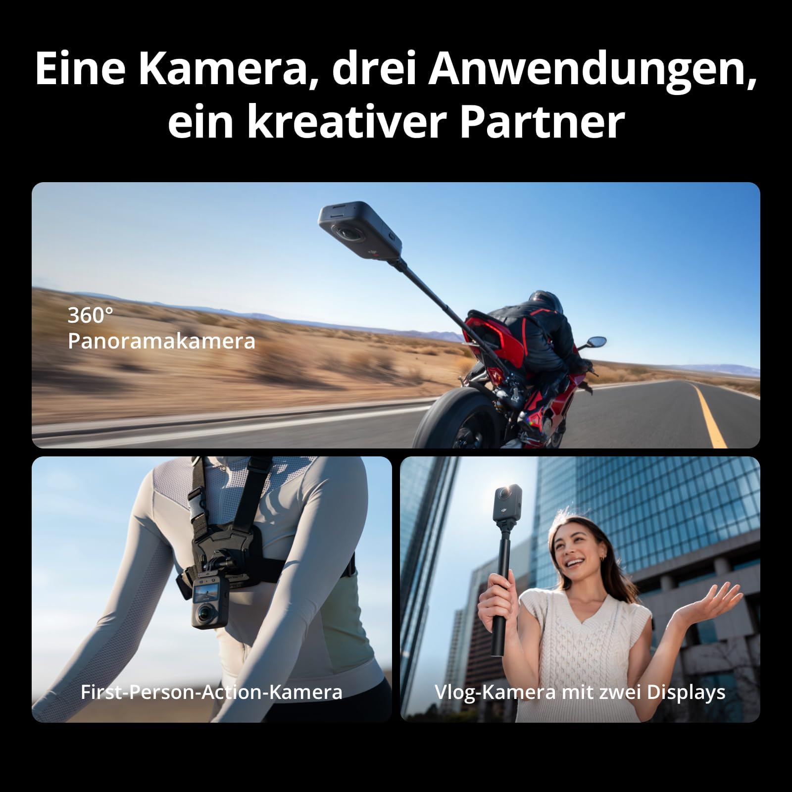 DJI Osmo 360 Adventure Combo 360 Kamera 1-Zoll Sensor 8K 360° Video 4K 120fps 170° Sichtfeld 120MP Fotos Action Cam Vlog Kamera Magnetischer Schnellwechsel 3 Akkus Ladeetui