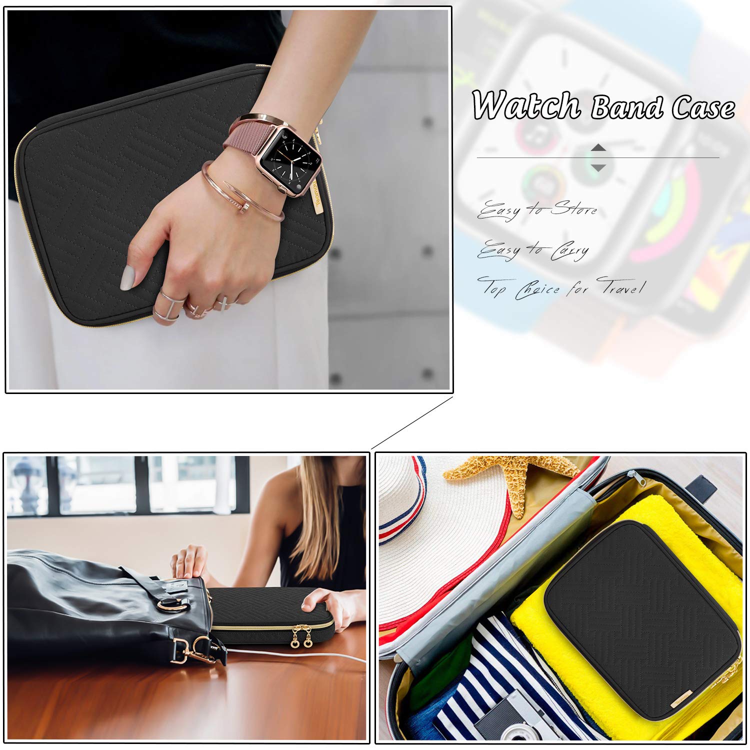 Teamoy Borsa da Viaggio Compatibile con 12pcs Cinturino Apple Watch 38mm/40mm/42mm/44mm, Cinturino Mi band 4/5 e Altri Accessori per Smartwatches