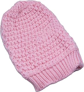 ايس كاب شتوي مصنع من خيوط الصوف المتينة عالية الجودة، وسط، زهري، للنساء