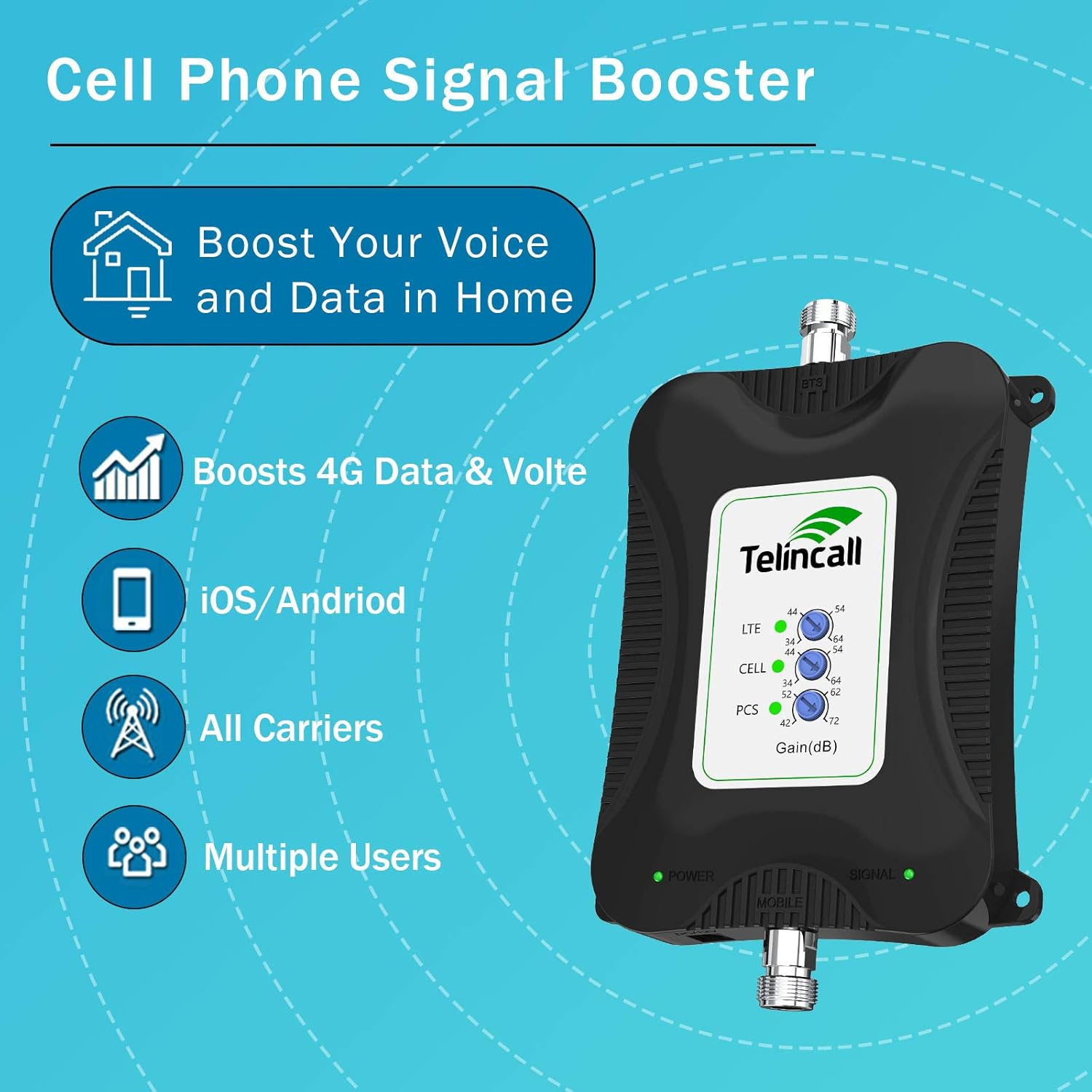 One-Day Sale: Up to 80% Off ATT Home Cell Phone Booster for All U.S. Carrier AT&T, T Mobile, US Cellular, Sprint 3G/4G Boosts Voice and Data 700/850/1900MHz Band 13/2/5/25 Cellular Signal Booster Covers Up to 3,000 Sq Ft
