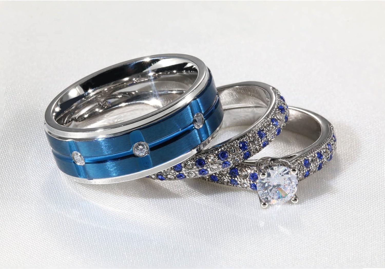 ringheart His and Hers Ring Couple Rings Matching Ring 1ct AAA Cz Womens Wedding Ring Sets Wedding Bands