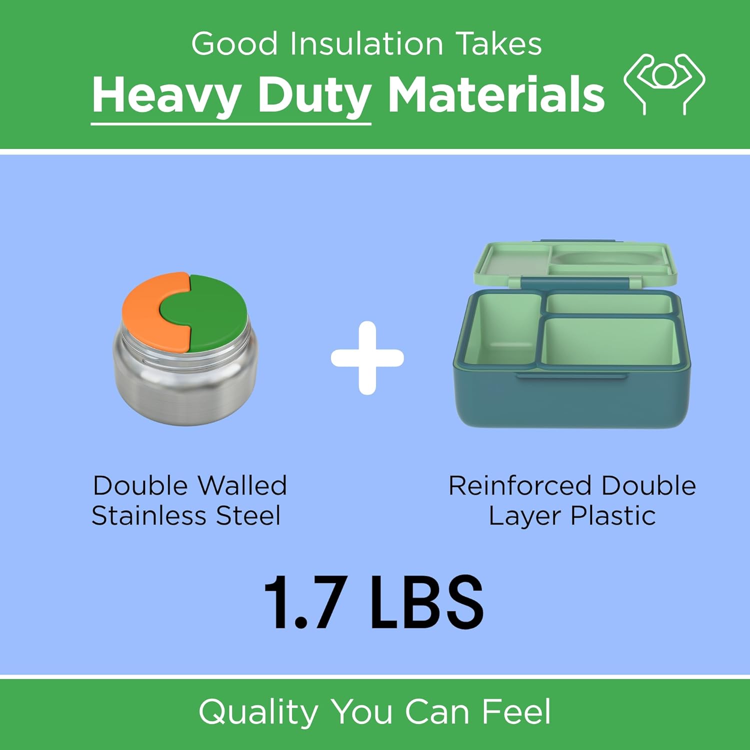 OmieBox Bento Box for Kids - Insulated Bento Lunch Box with Leak Proof Vacuum Insulated Food Jar - 3 Compartments, Two Temperature Zones (Monster Blue) - Image 4