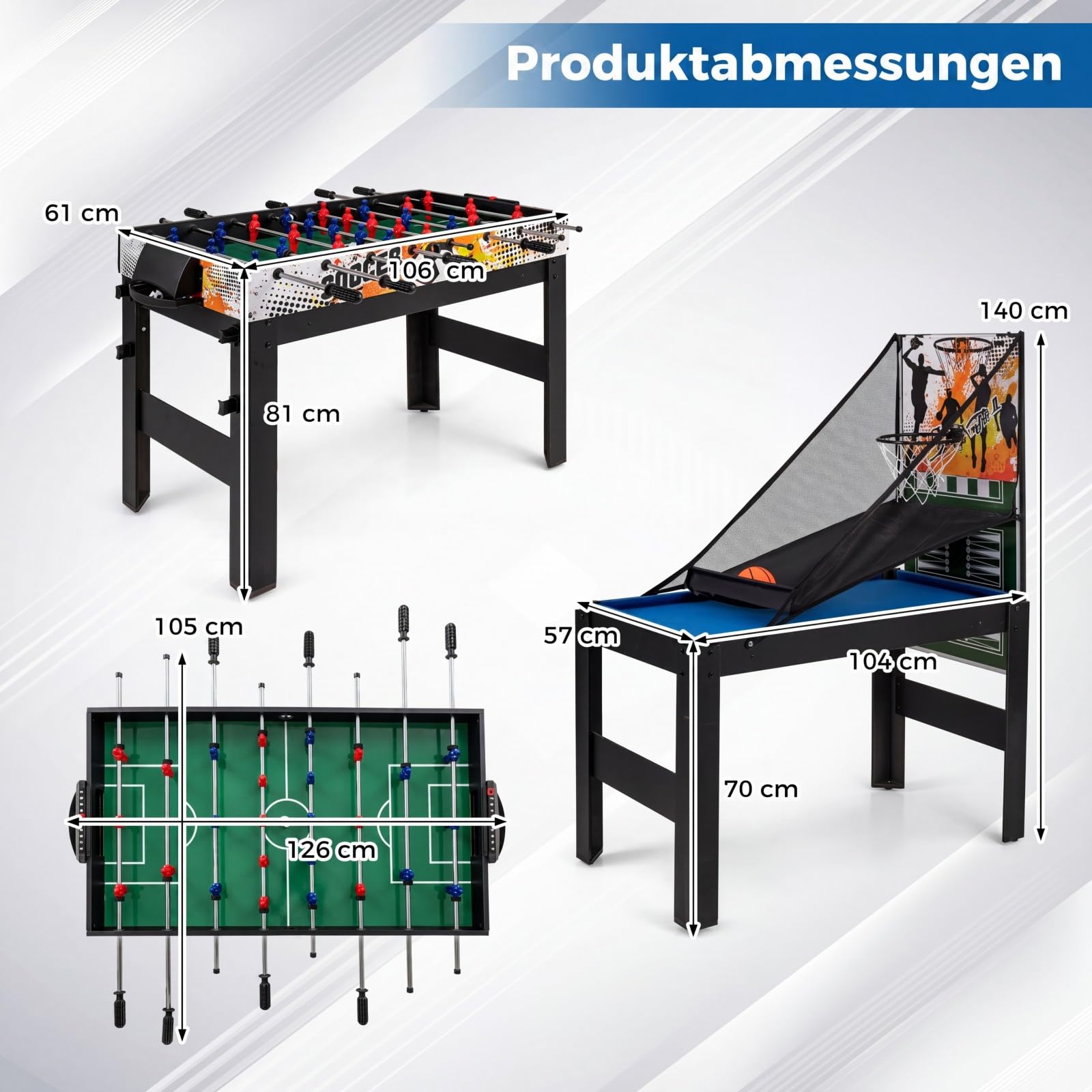 COSTWAY Zestaw stołowy 14 w 1, wielofunkcyjny, z piłkarzykami, hokejem, bilardem, tenisem stołowym, kręgielnim, shuffleboardem, szachami, kobietami i backgammonami, stół kombi dla dzieci i dorosłych