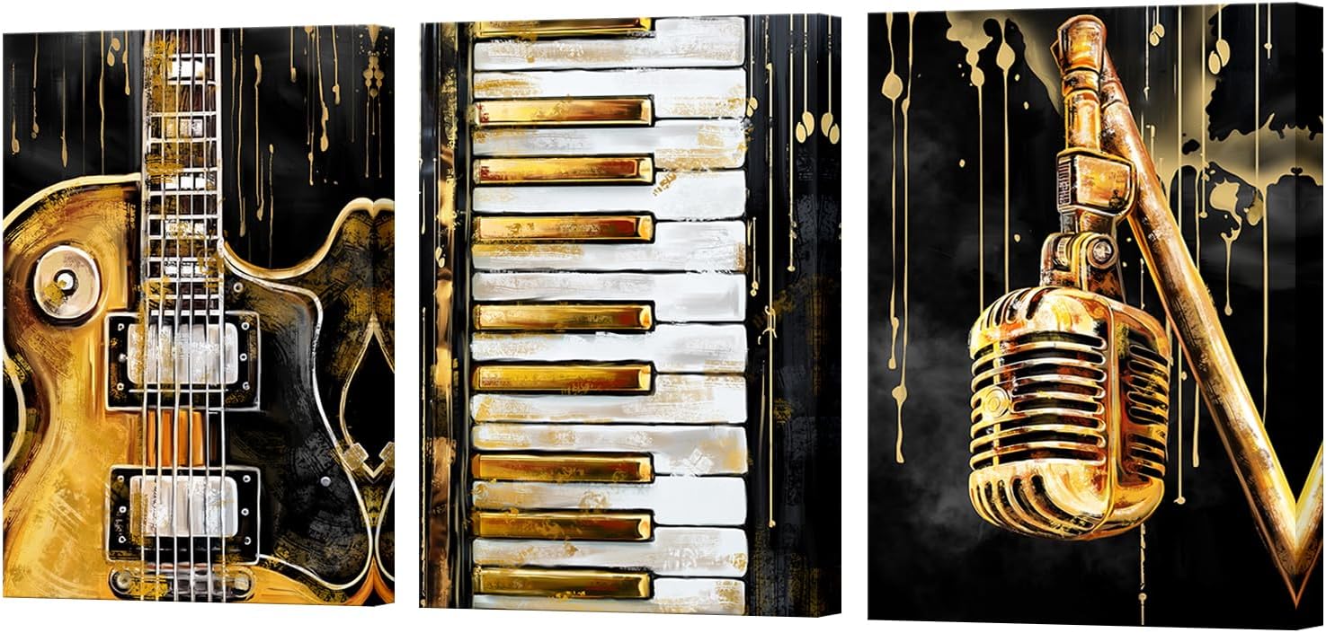 Artmyharbor Music Wall Art Guitar Picture Instrument Room Wall Decor 12 x 16 inches