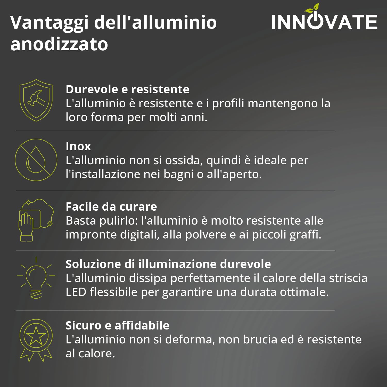INNOVATE Binario tenda soffitto Cartongesso [incl. copertine e inserti] Profilo alluminio per LED striscia e Tende per interni I Bastone tenda Cucina bagno salotto Bastoni tende (1 Binario, 200 cm)