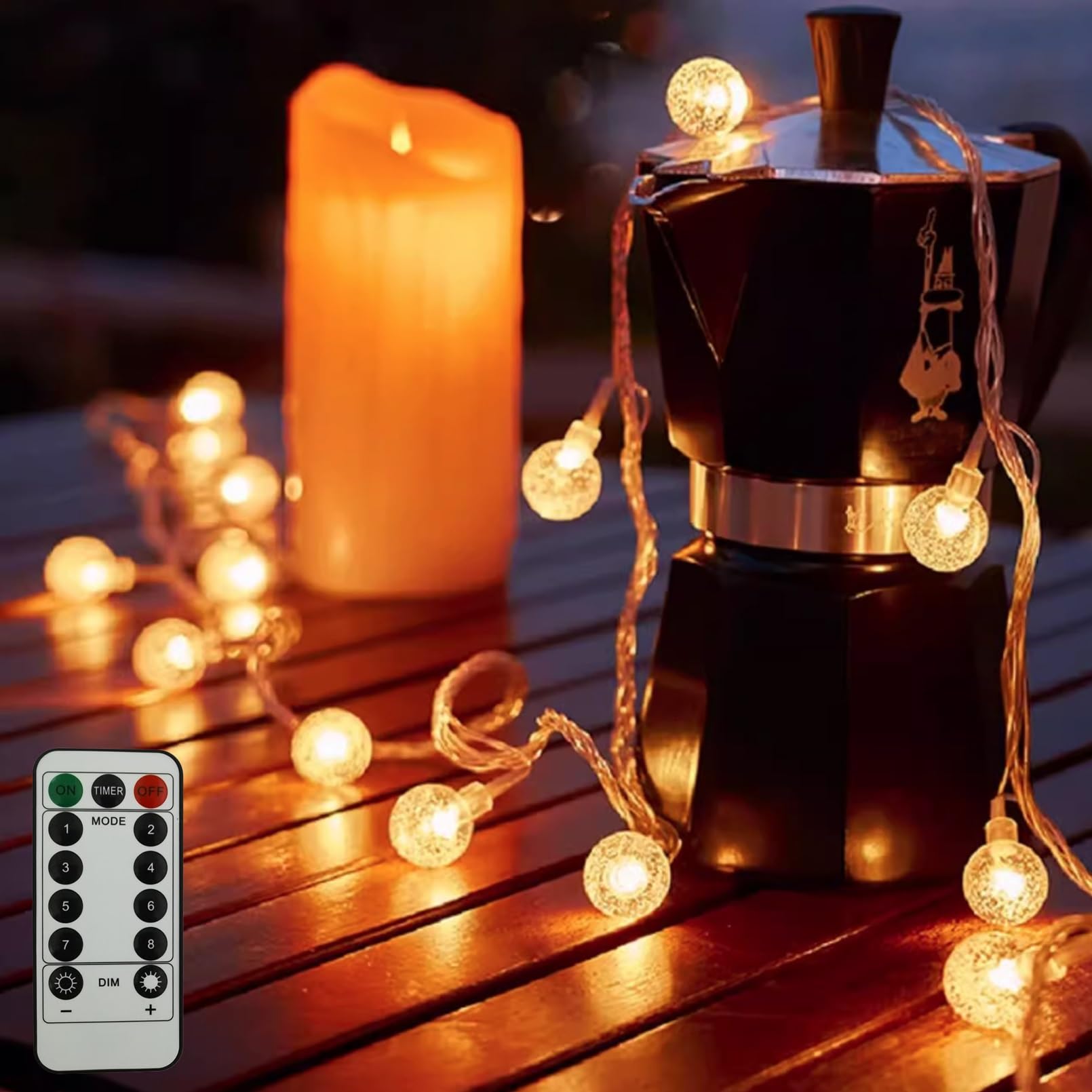 GTSYDING Bubble Globe String Lights USB Powered, 19.6 FT 40 LEDs 8 Modes Waterproof Hanging Crystal Ball Fairy Lights Remote for Indoor Bedroom Patio