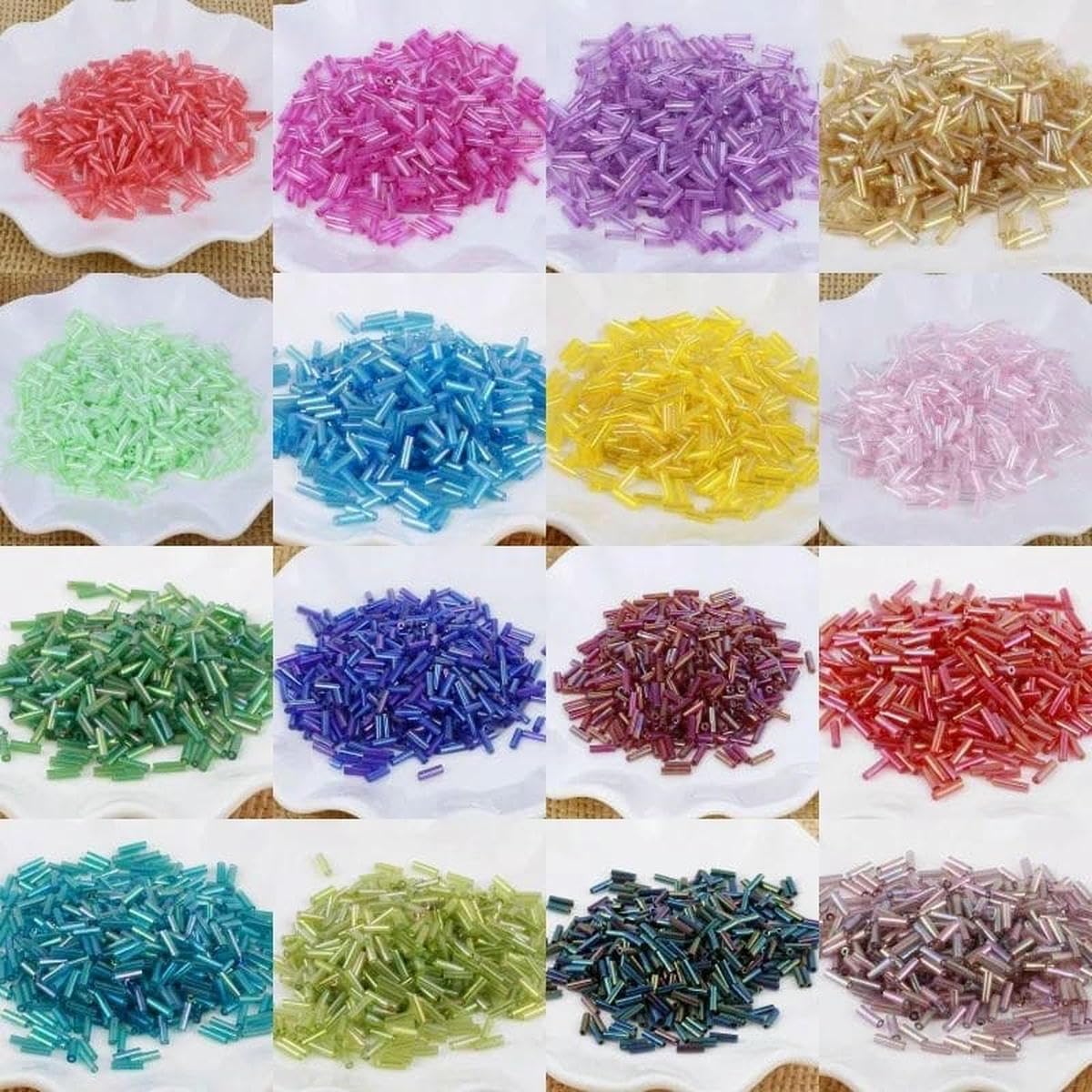 Kit de fabricación de pulseras, cuentas de tubo de cristal y espaciador, 200 cuentas transparentes de 2 x 6 mm para joyas y accesorios de ropa
