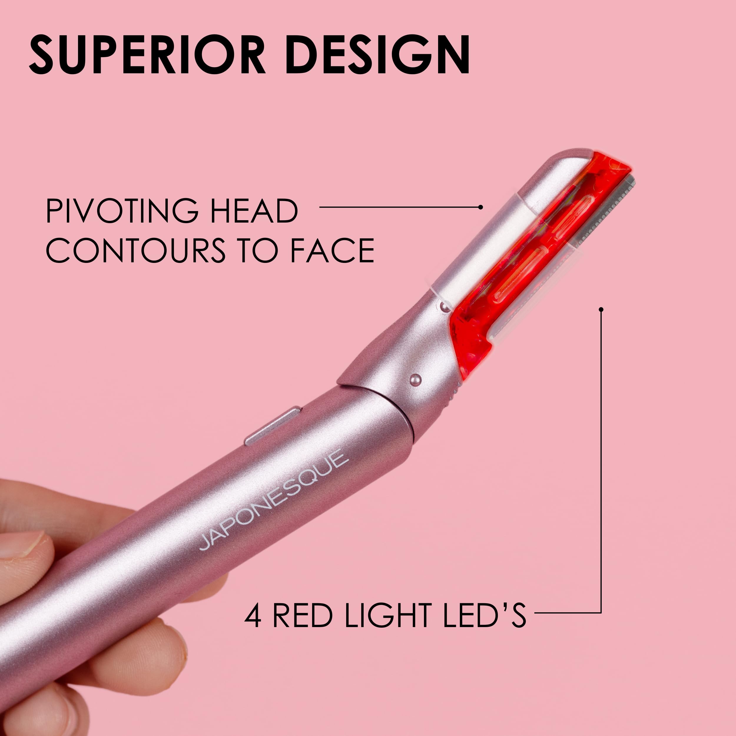 JAPONESQUE SKINTherapy LumeBlade Facial Dermaplane Razor with Soothing, Red Light Therapy at the Blade, Includes 2 Replacement Blades