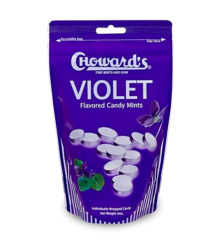 Miniatura 2 de Choward's Caramelo de menta violeta en bolsa resellable, 4 onzas, 64 mentas de caramelo envueltas individualmente