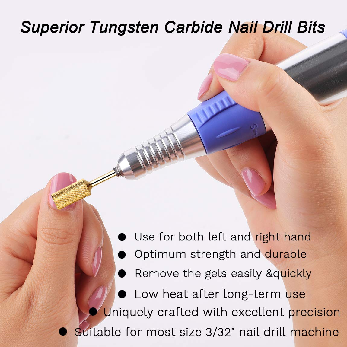 Makartt Nail Drill Bit Set 12Pcs Gold Carbide Nail Drill Bits Set Nail