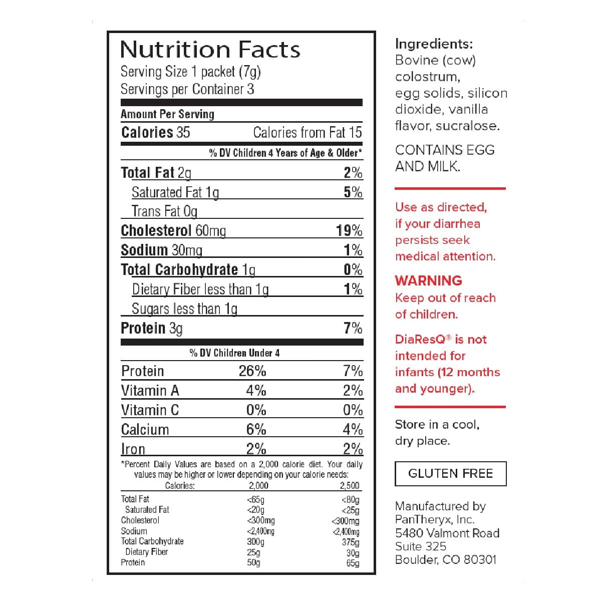 DiaResQ Diarrhea & Immune Support Colostrum Drink Mix for Toddlers (1+ Years) Pack of 3, Gentle Relief, Helps Restore Normal Intestinal Function, Antibiotic & Drug-Free, Gluten Free, Vanilla Flavor — Amazon image 2