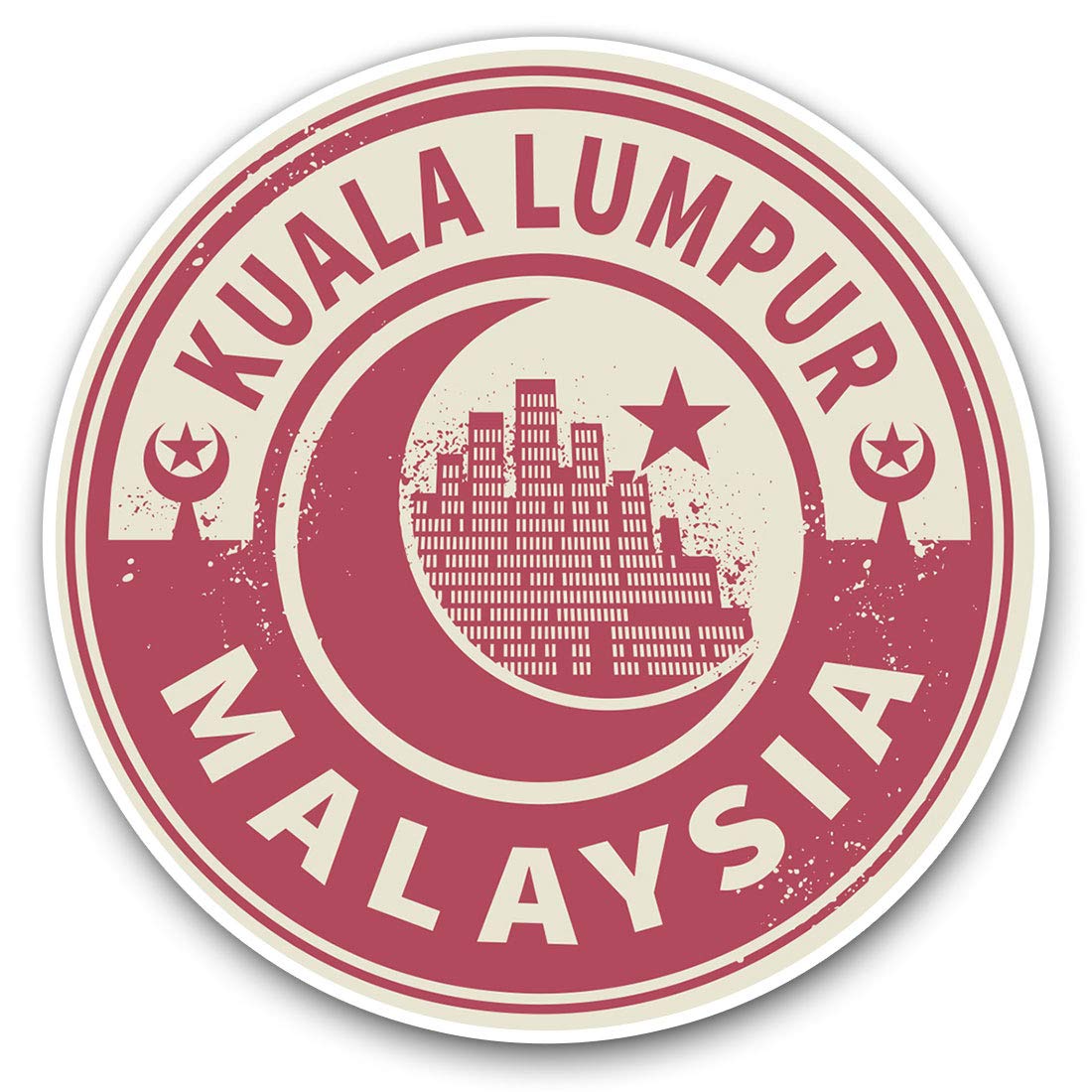 Destination Vinyl Ltd Malaysia Kuala Lumpur Travel 7445 Vinyl Stickers (Set Of 2) 7.5Cm - Malaysia Kuala Lumpur Travel #7445