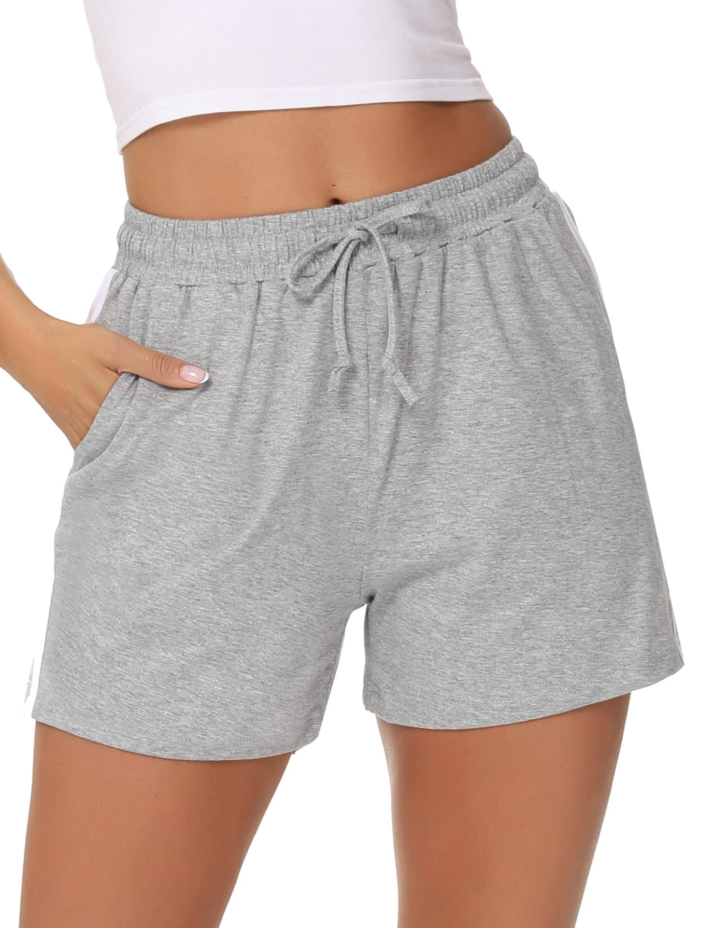 Litherday Shorts Mujer Verano Algodón Pantalones Cortos Deportivos con Cordón y Bolsillos Ropa Deportiva Mujer para Yoga Fitness Jogging Casa