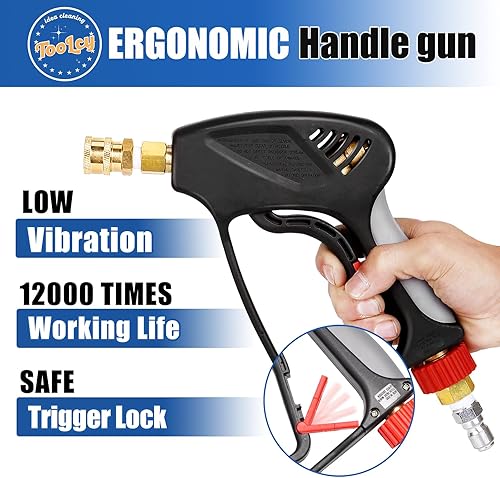 Miniatura 4 de Pistola de lavado a presión con varita y kit de manguera, pistola de lavado eléctrico y varita de lavado a presión curva de 18 pulgadas, conexión