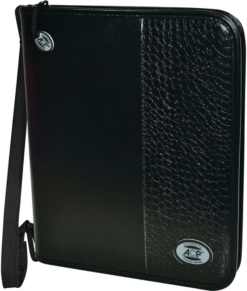 Fichário com Zipper e Alça, Completo, Croco Black, ACP