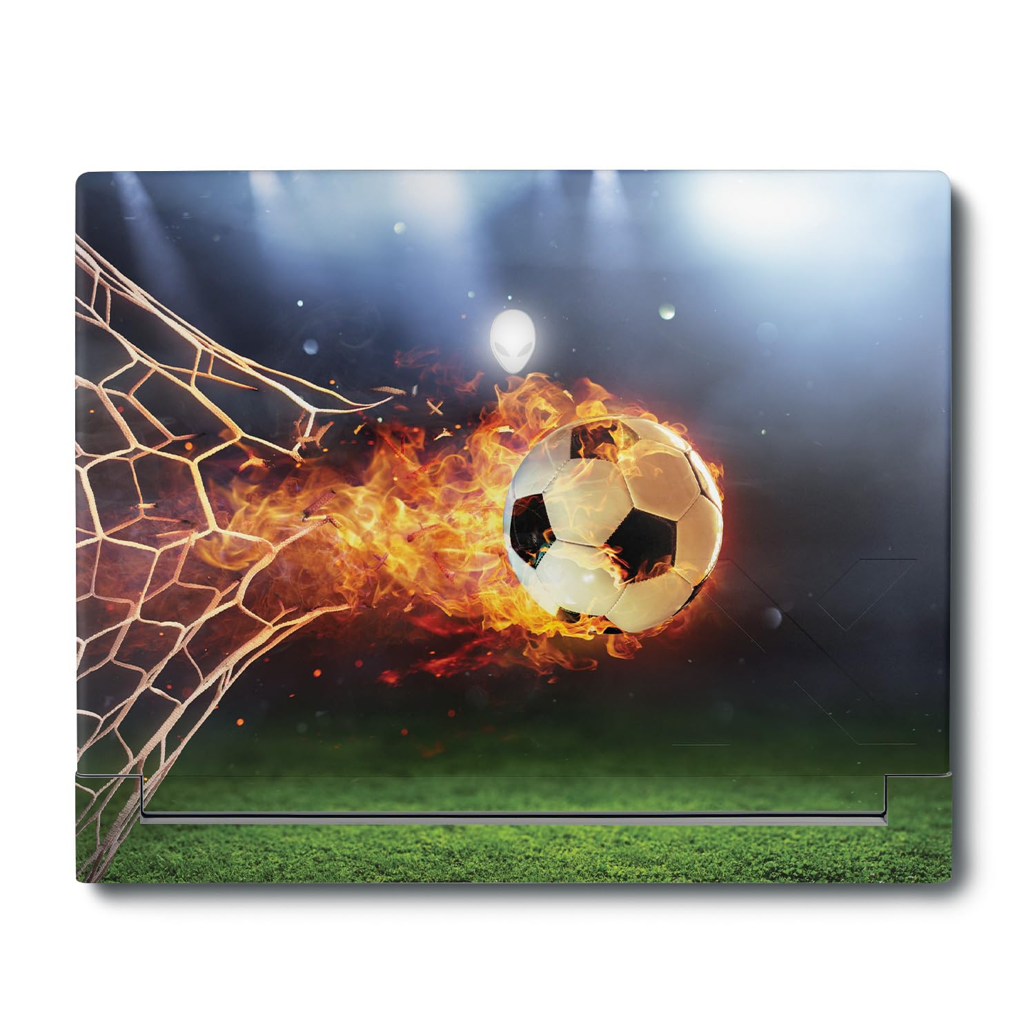 MightySkins Skin Compatible with Alienware X16 R1 (2023) Full Wrap Kit - Flaming Soccer Ball | Protective, Durable, and Unique Vinyl Decal wrap Cover | Easy to Apply &amp; Change Styles | Made in The USA