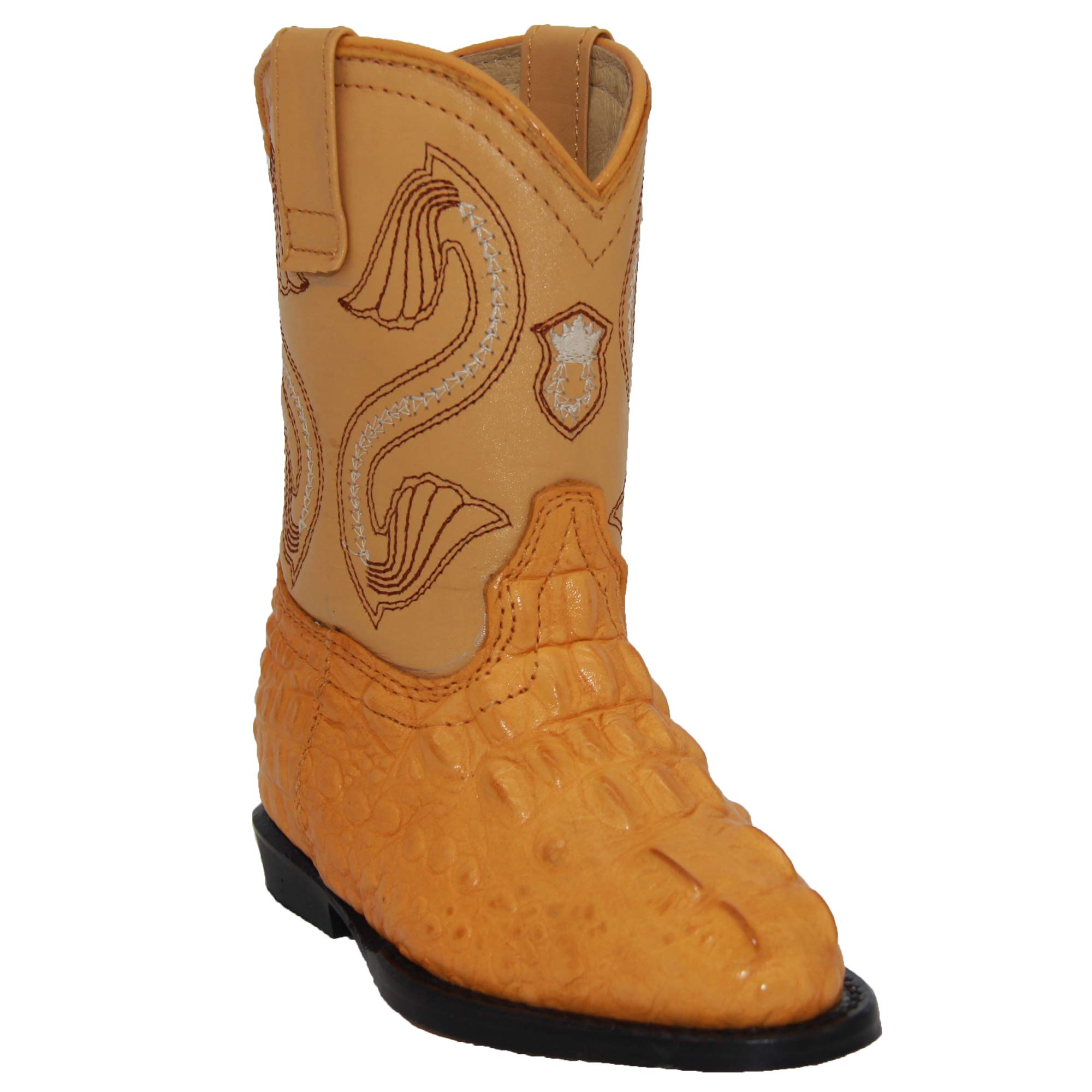 Kids Cowboy Boot Infant Toddler Crocodile Alligator Print Western Boot (3 Infant, Mustard)
