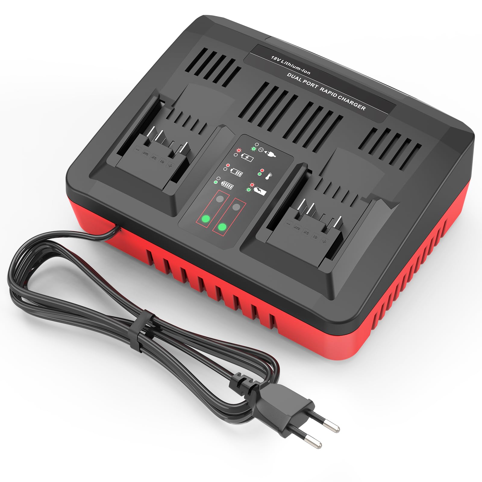 ASUNCELL 3A Cargador de Doble Puerto para Power X-Change de 18V batería de Iones de Litio, Cargador rápido Twincharger, gestión de Carga Inteligente con Pantalla LED