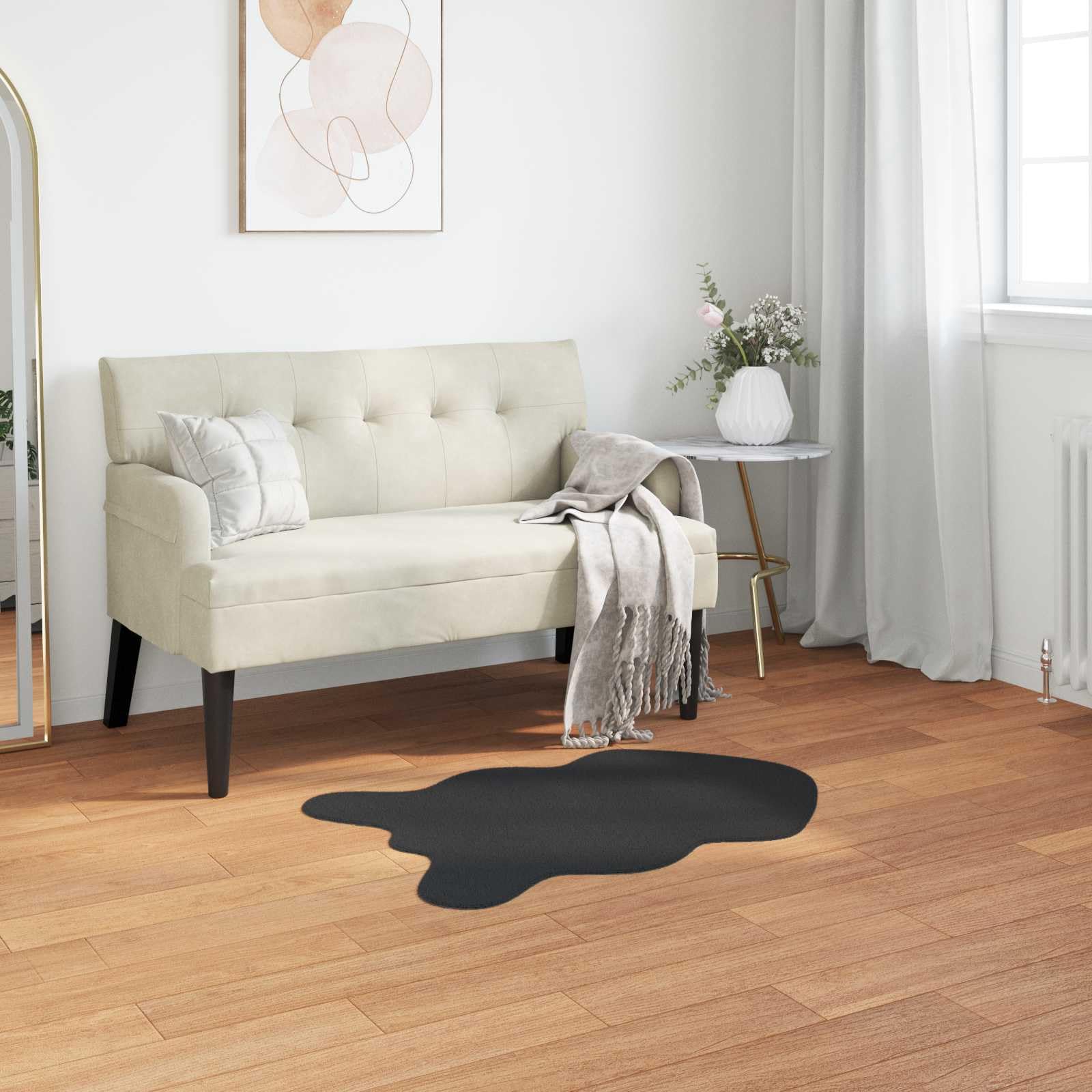 Tapis en fourrure synthétique Olite noir 80x120 cm pour salon