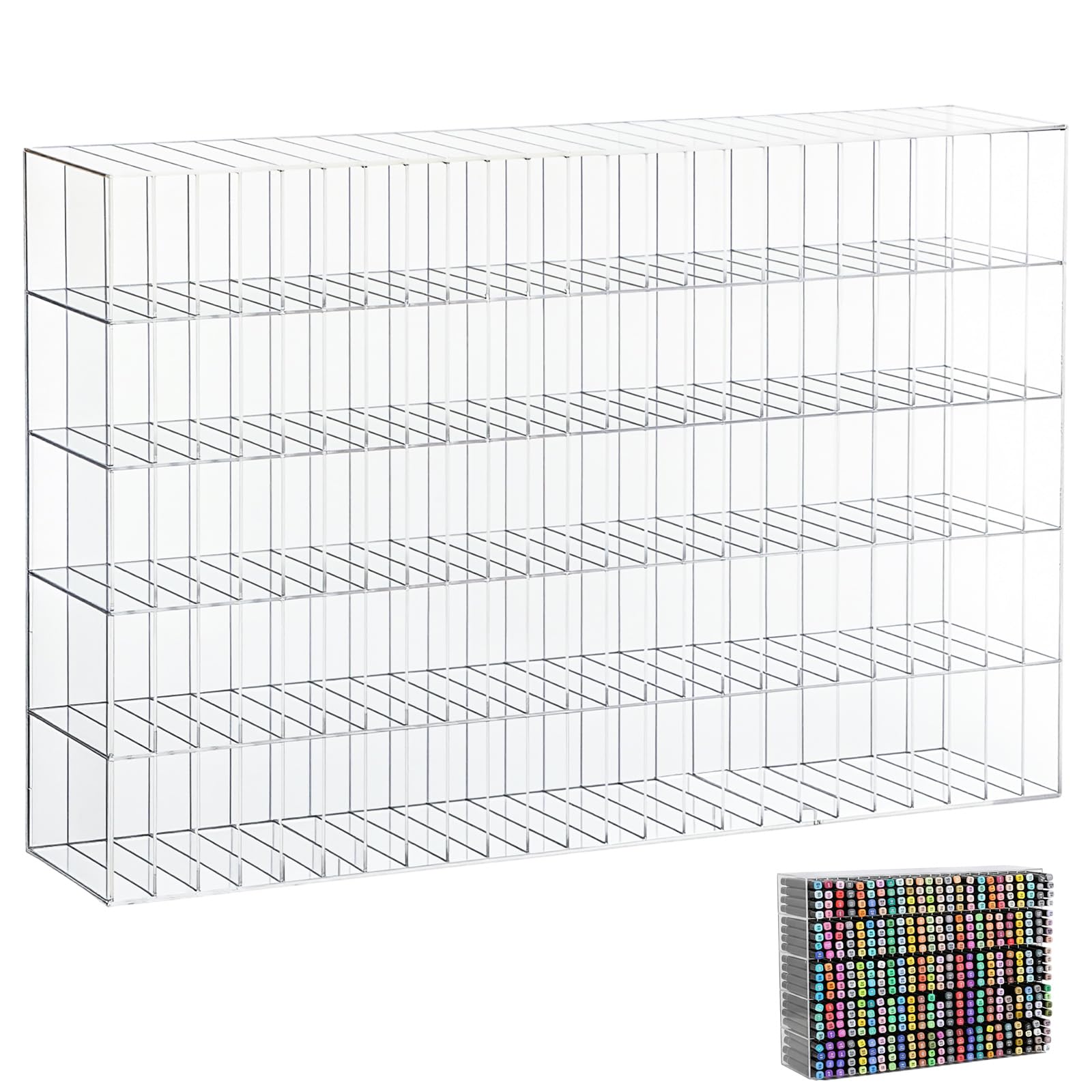 Colingmill Acrylic Marker Organizer for 480 Markers, Extra Large Art Marker Storage Rack for Desk, Durable Pencil Holder Desk Storage for Artists Teachers Students Office Birthday Gifts(Large)
