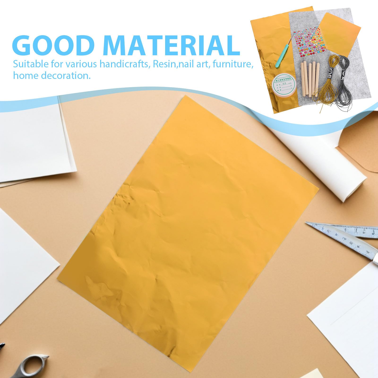 2 Set Foglia Laminata Oro per Arte e Decorazioni Natalizie, Lucida