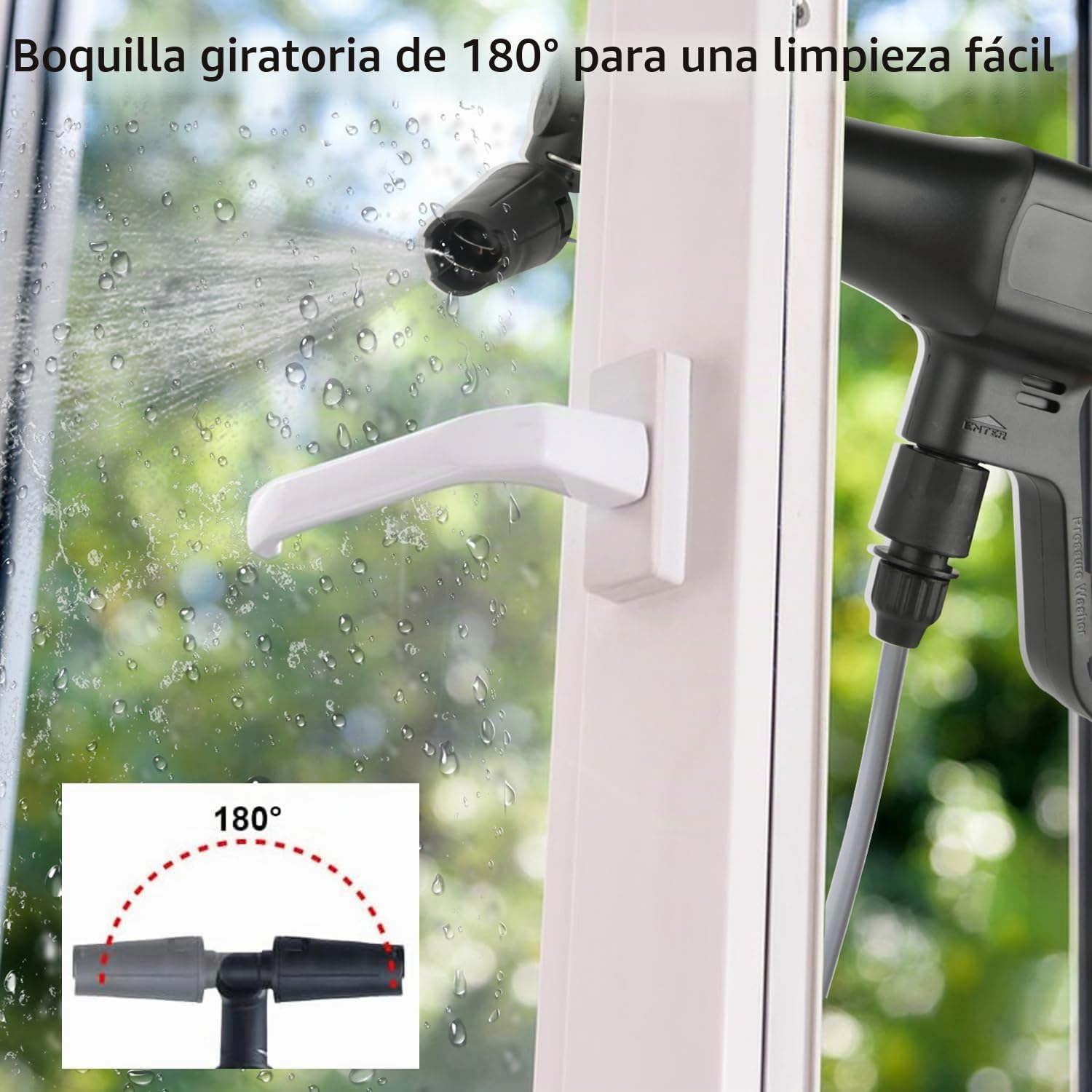 Hidrolimpiadora de Batería 100Bar, Hidrolimpiadora de Alta Presion con 6,0Ah Bateria, Boquilla 6 en 1, 3 Niveles de Presión de 60/80/100 Bar, Limpiador a Presión Portátil para Coche y Jardín (Negro)