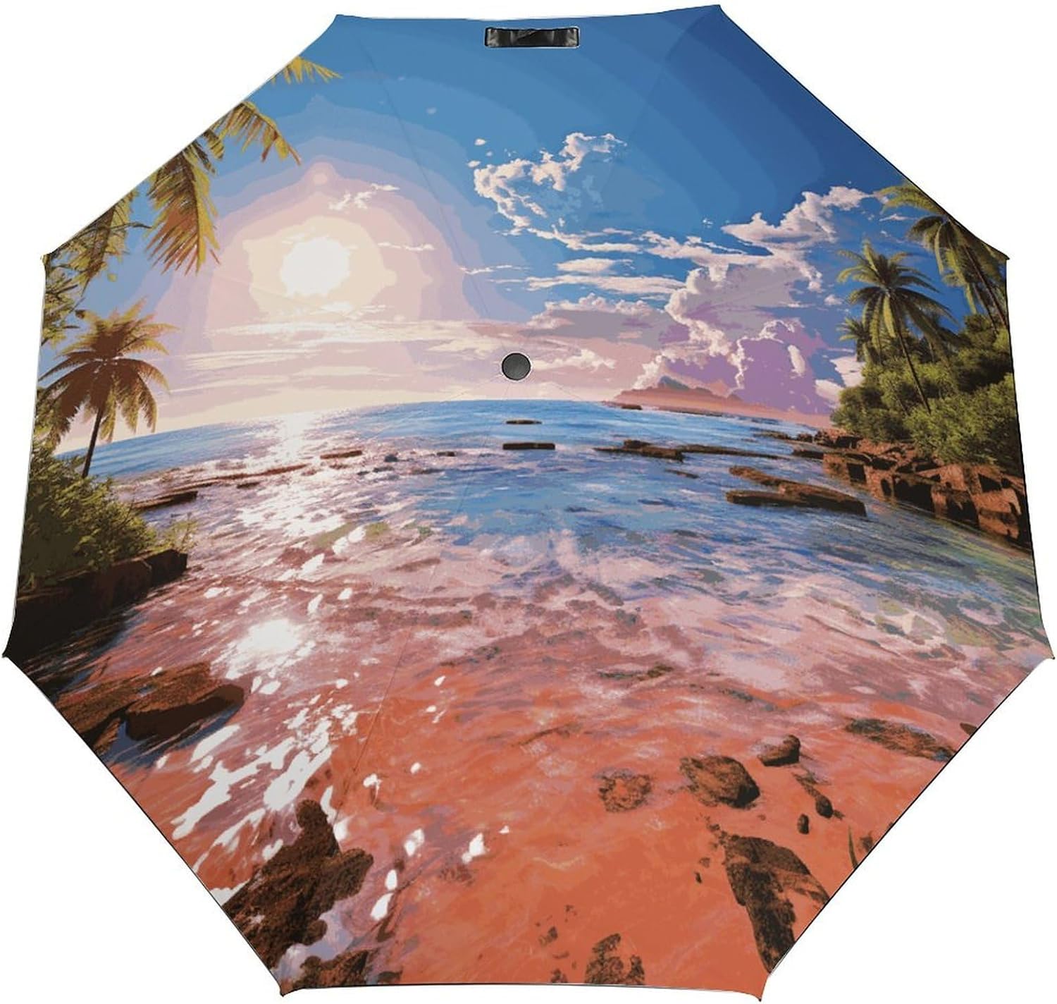 Windproof Travel Umbrella Summer Beach with Palm Trees Folding Small Sun Umbrella Lightweight Small And Compact Suit for Pocket