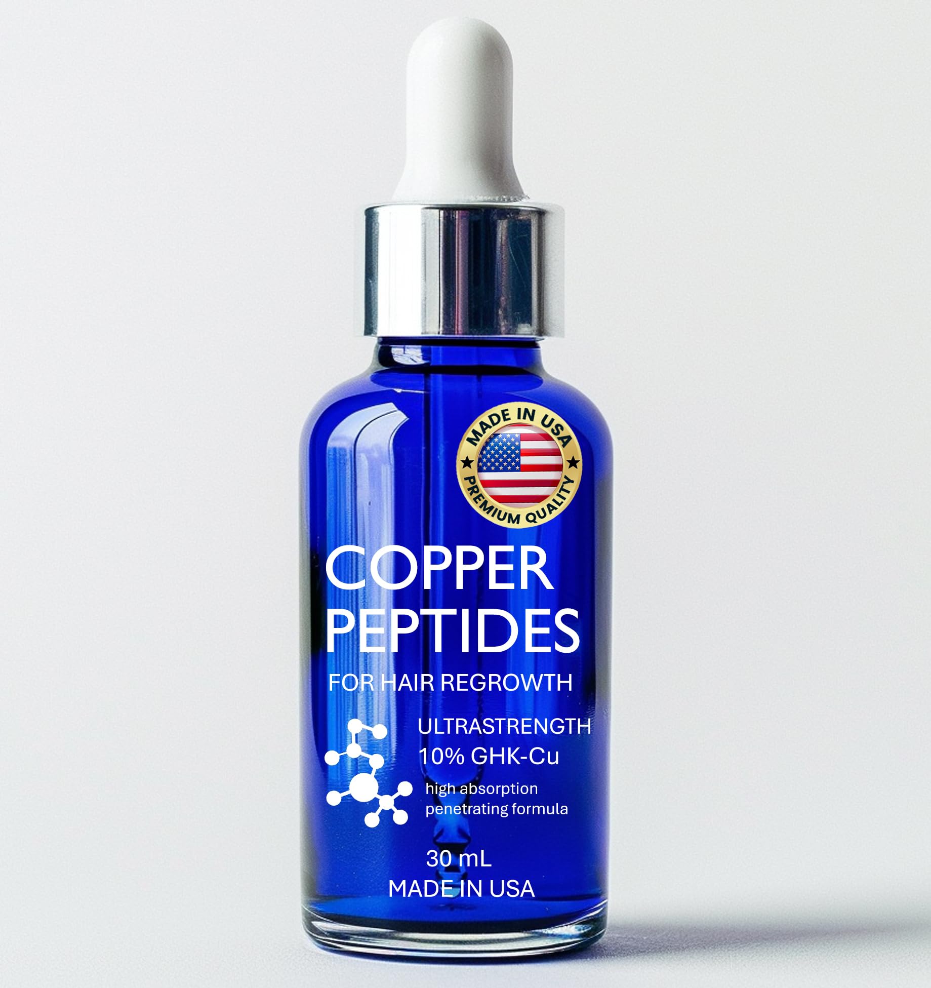 Copper Peptides for Hair Growth - Ultrastrong 10% GHK-Cu Copper Peptide Serum for Hair with 7x Absorption - MADE IN USA
