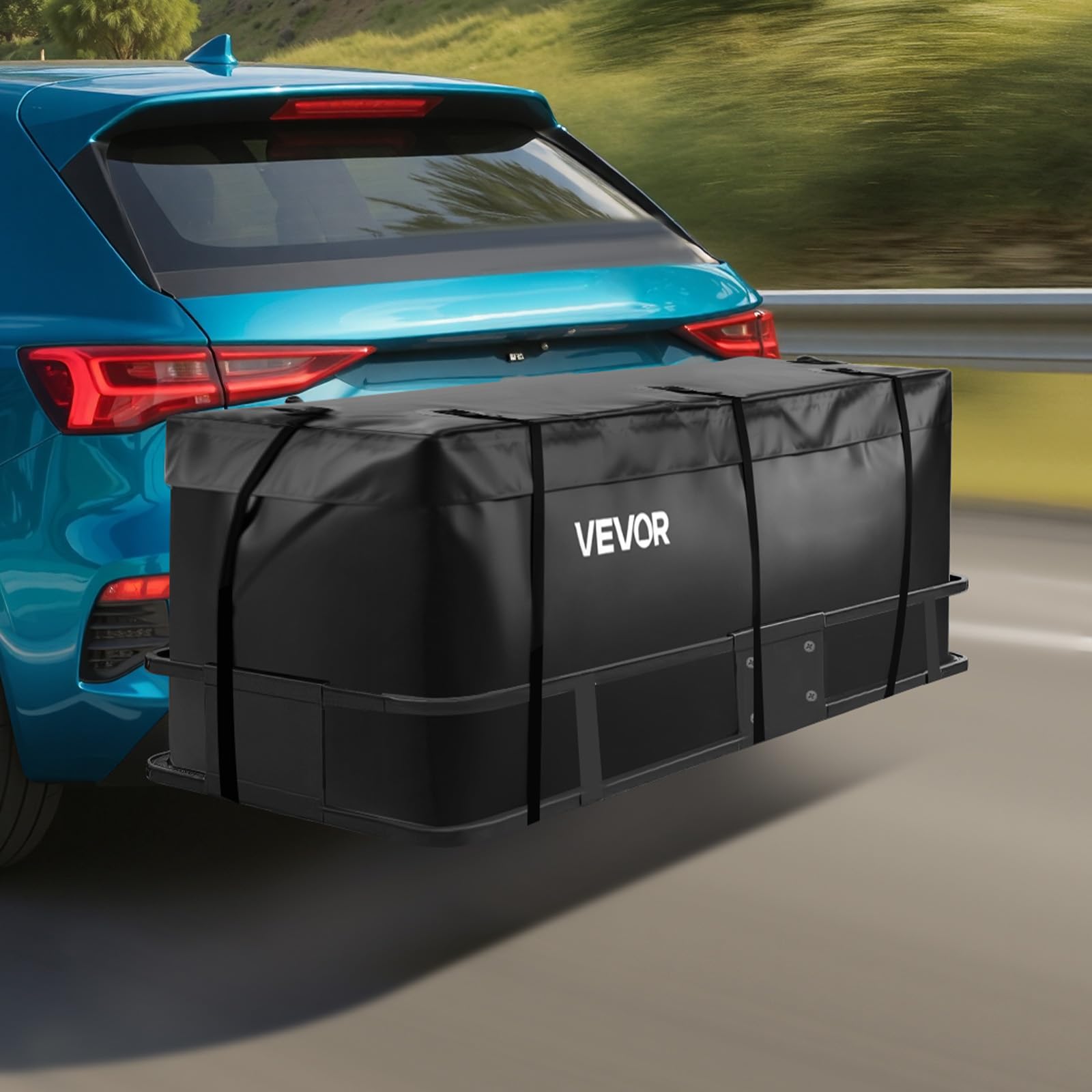 VEVOR Gepäckträgertasche für Anhängerkupplung aus wasserdichtes 840D-PVC (0,566 m³), Gepäcktasche zur Aufbewahrung auf der Ladefläche von Lkws mit verstärkten Gurten für PKW SUVs Vans Schwarz