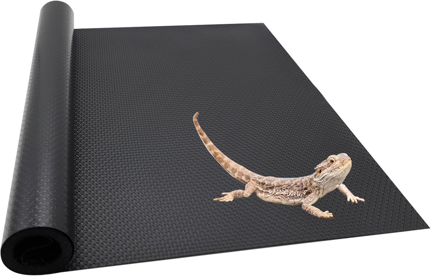 Reptile Carpet Bedding, 17.7 x 78.7 Inches Cuttable Reptile Terrarium Substrate Liner, Bearded Dragon Tank Accessories, Reptile Tank Mat for Leopard Gecko, Lizard, Snake and Tortoise, Black