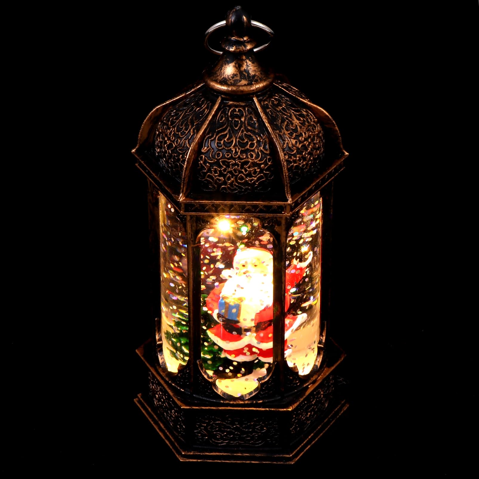Luz nocturna micro paisaje de Navidad con 4 piezas de faroles LED antiguos de plástico