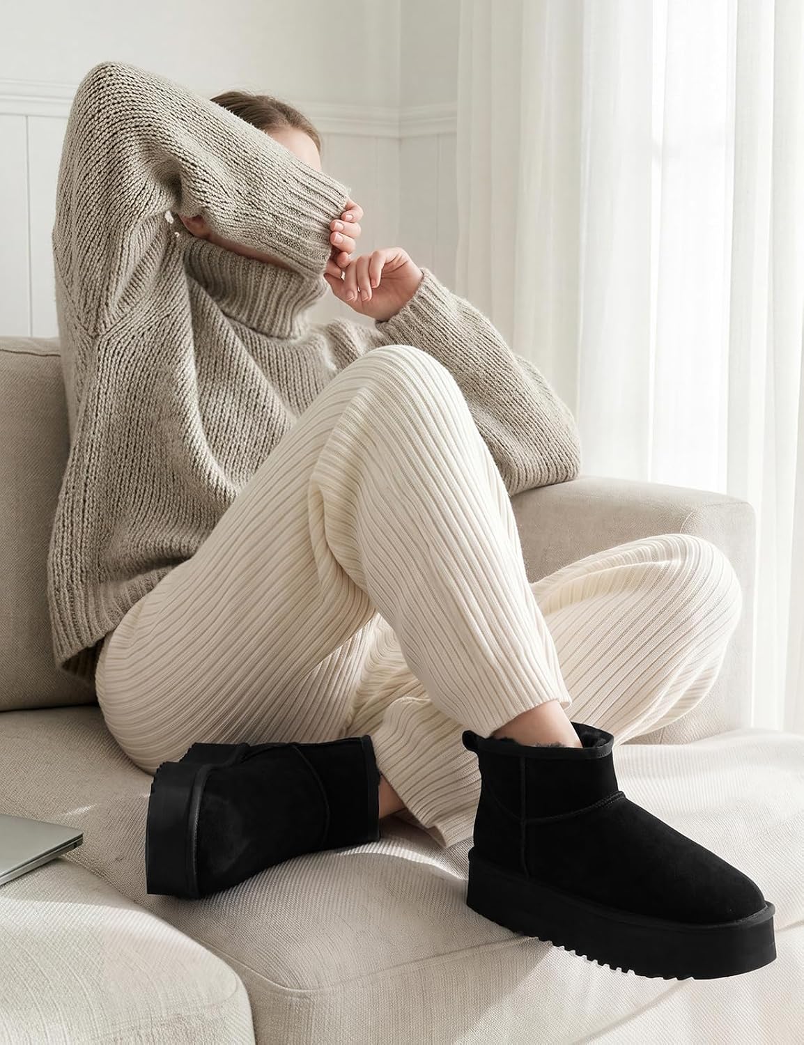 OXSTAR Winter Snow Boots for Women Cozy Plush Line Suede Boot