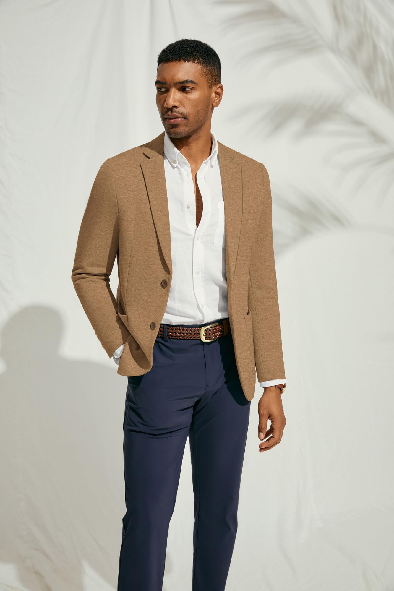 PJ Paul Jones Giacca Sportiva da Uomo, Casual, a Maglia, con Due Bottoni, Leggera, Sfoderata, L