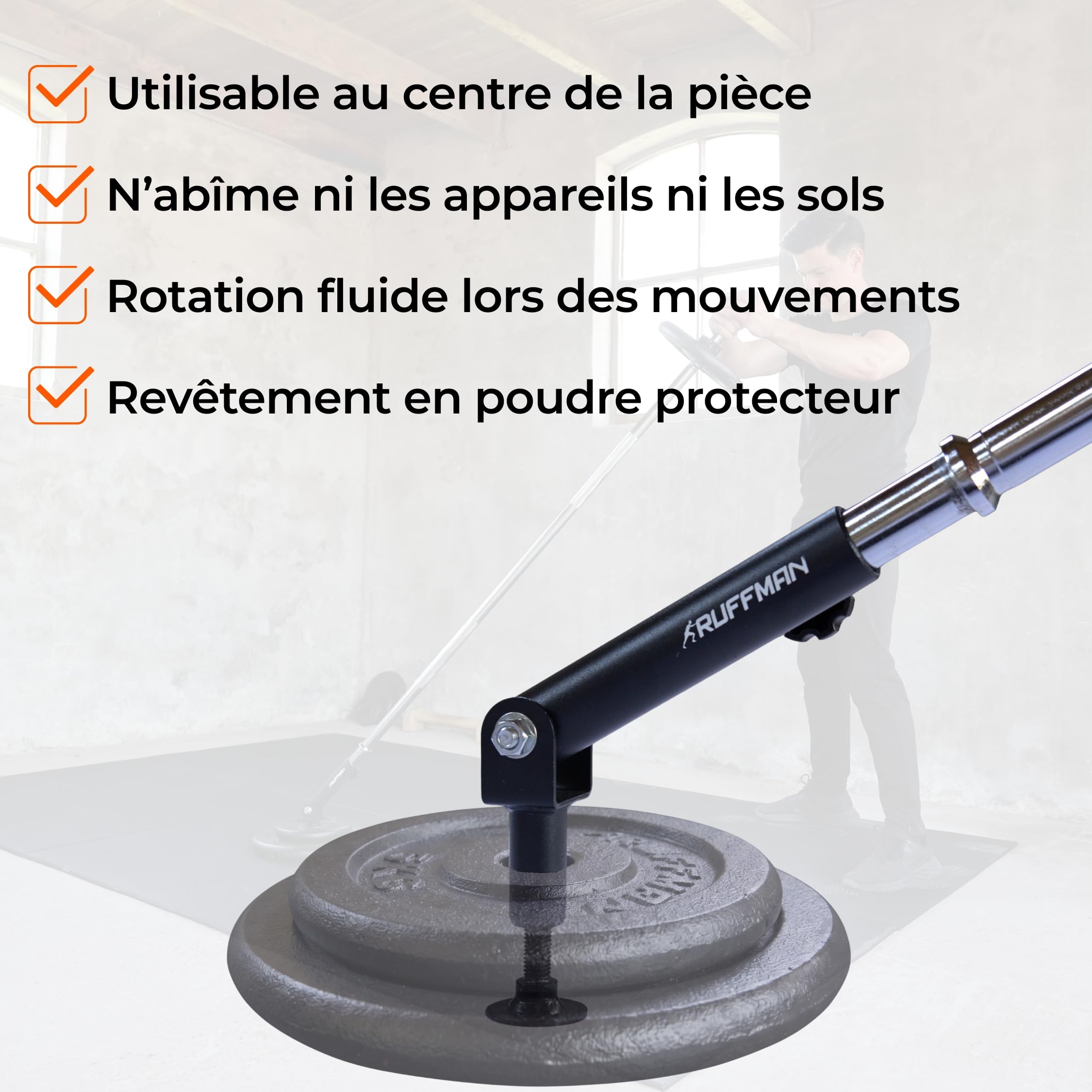 Landmine Support pour haltères longs 30 mm - Barre d'aviron d'haltères de fitness - Barre d'haltère T bar row - Appareil d'entraînement squat et dorsal