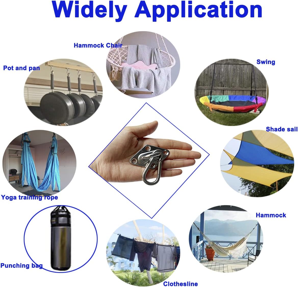 800 LB Heavy Duty Hammock Hanging Kit 2 Pack with Ultra Strong Hammock Hooks & Carabiners for Hammock Stand Swing Chair Yoga Swing Ceiling Hook Indoor Outdoor Use - Image 4