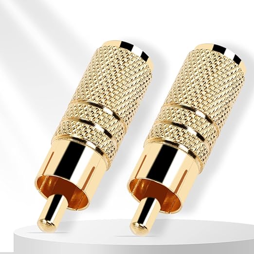 Adaptador de Audio RCA a 3.5mm TS, Chapado en Oro, 2 Pack miniatura 3