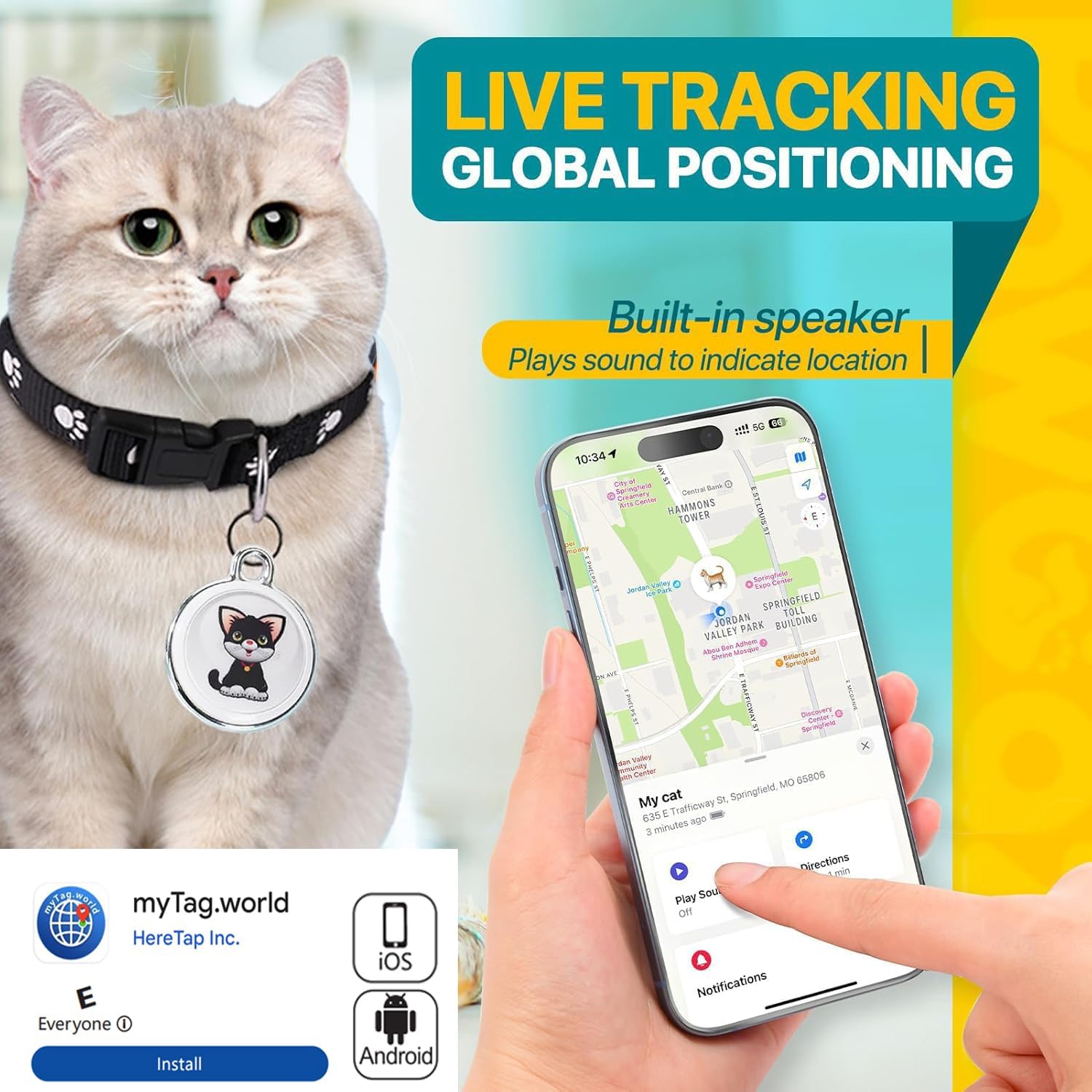 Cat Tracker Collar-Cat GPS Tracker-GPS Tracker for Cats-Pet Tracker | Dual-System Tracker | Android and iOS Universal | Waterproof | No Monthly Fee | Works with Any Collar - image 2