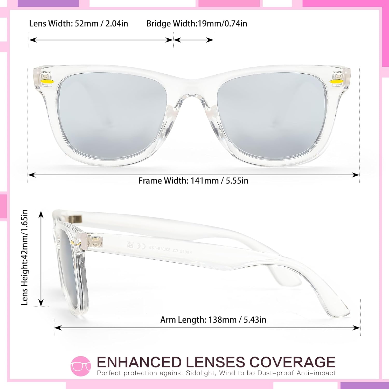 FancyPink Retro Mirrored Polarized Sunglasses for Women|Lightweight Trendy Sunglasses w UV400 Protection - Image 2