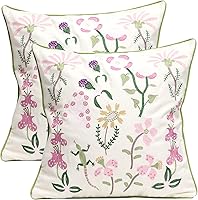 Vista 15 de Juego de 2 fundas de almohada decorativas bordadas para sofá, fundas cuadradas para cojines, para dormitorio, sofá, decoración rústica de granja, 18