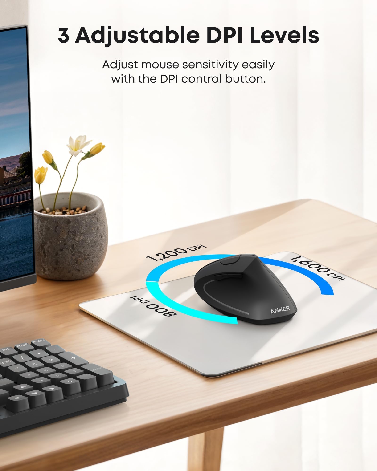 Amazon.co.jp: Anker 2.4G ワイヤレスマウス (縦型 無線マウス) 800