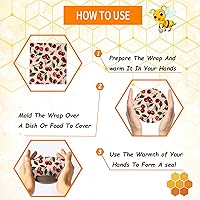 Vista 4 de Envoltura de cera de abeja reutilizable, paquete de 4 envolturas ecológicas de cera de abeja para alimentos, orgánica, sostenible, biodegradable