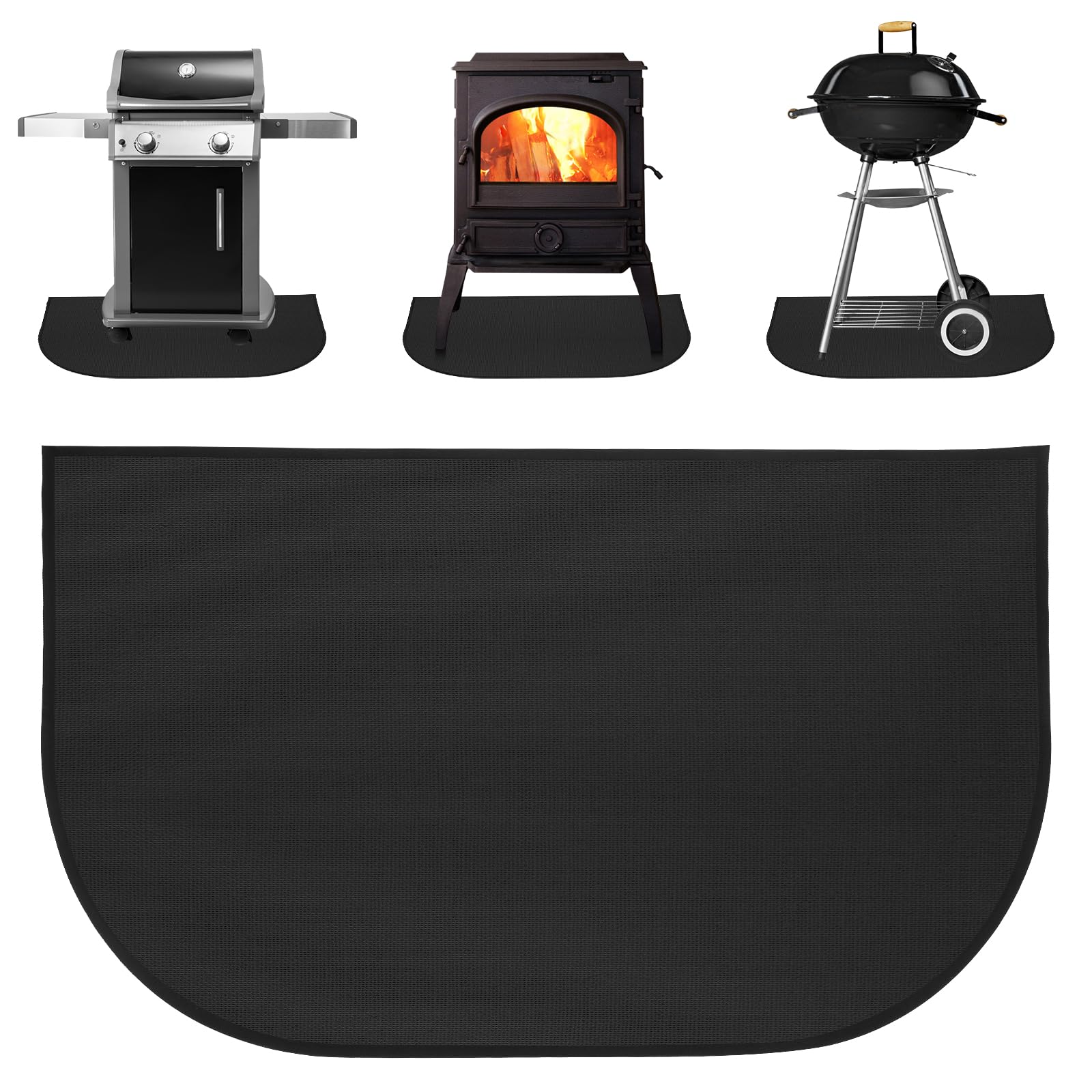 Tapis Ignifuge Pour Cheminée 50x80 Cm - Protection Sol Contre étincelles Poêle à Bois, Résiste à 1000°C