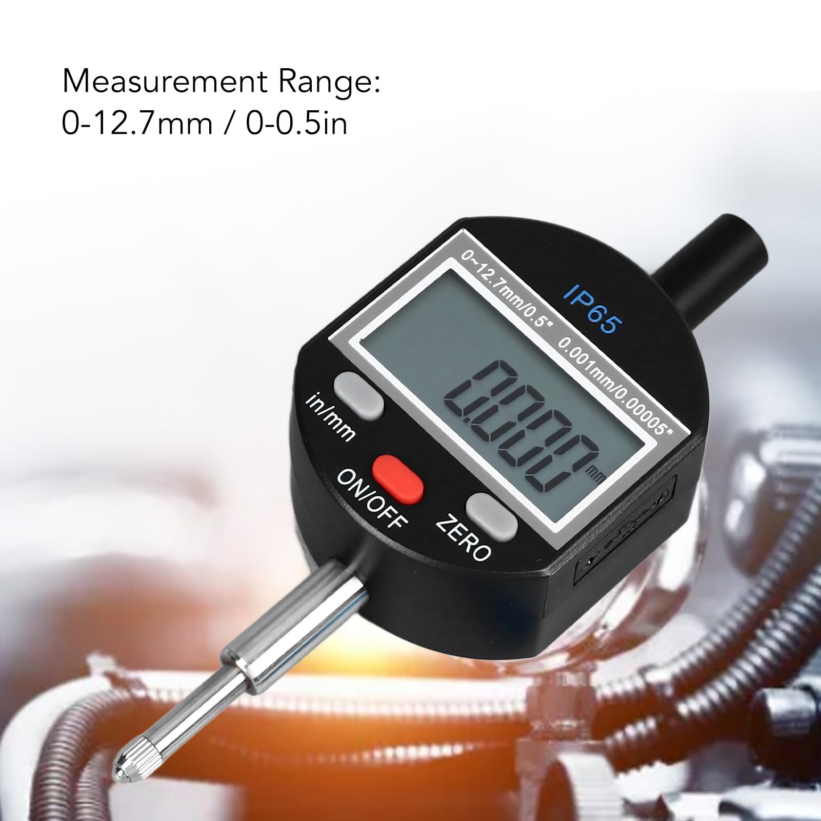 Hyuduo Indicateur Numérique Jauge à Cadran électronique en Alliage d'aluminium Plage de 0 à 12,7 Mm Résolution 0,001 Mm IP65 étanche pour les Machinistes, l'inspection du Travail des Métaux et