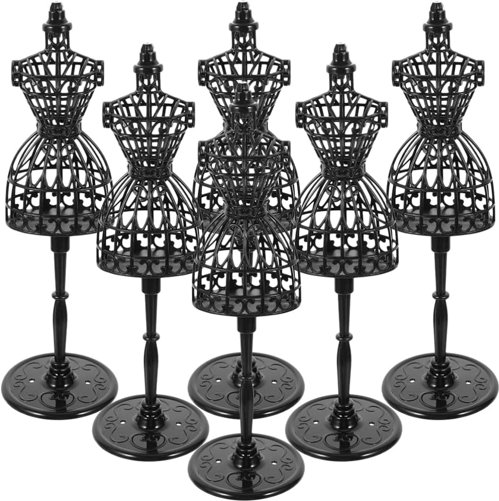 Ipetboom 6pcs Clothing Display Stand Manikin Mini Dress Form Decorative Manequin Doll Body Stand Accessories Body Jewels Cutout Mini Dress Doll Sewing Form Modeling Plastic Jewelry Rack