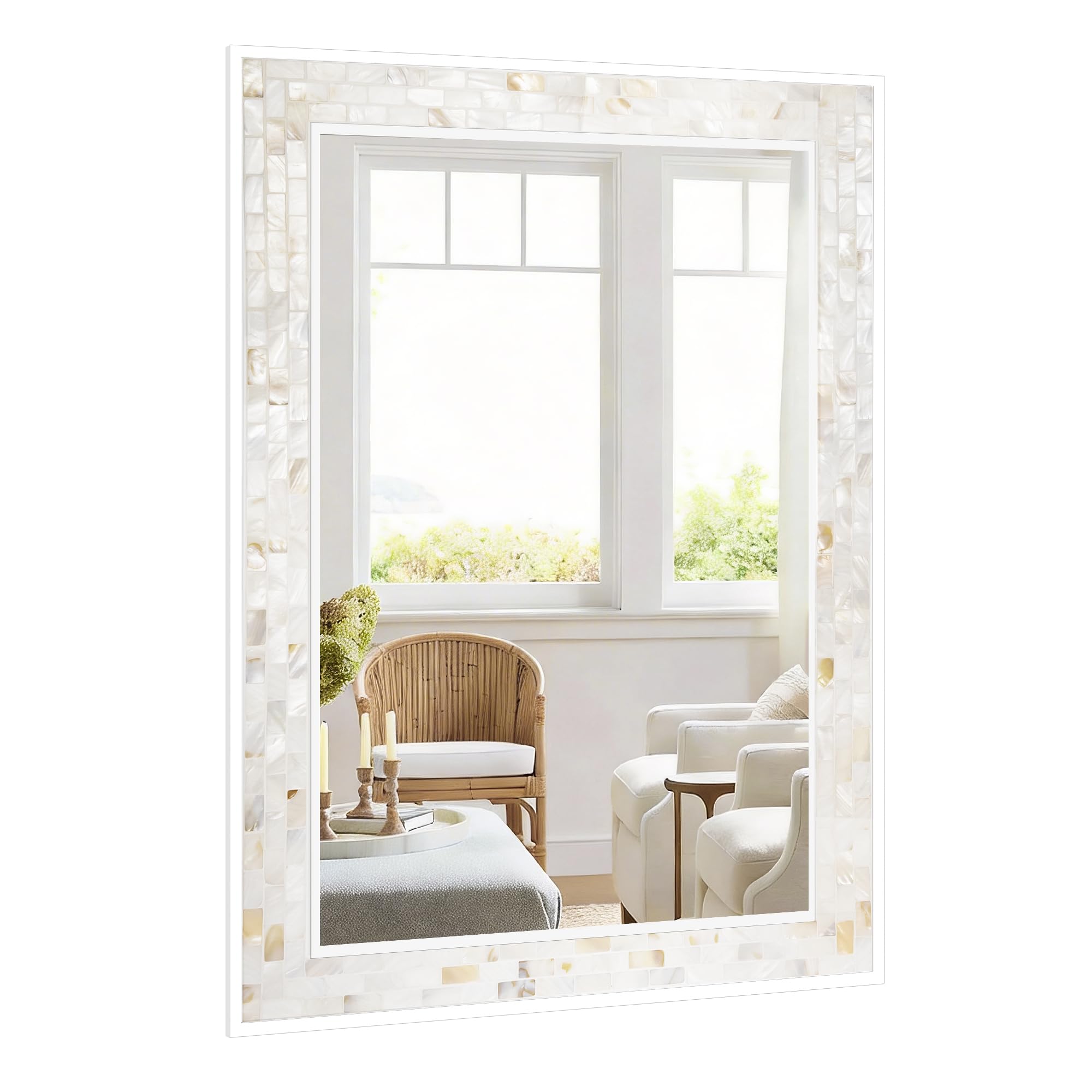 DUQIMO Mother of Pearl Inlay 28-inch Mirror