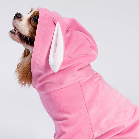 Fitwarm Dog Halloween Bunny Costumes, Funny Dog Hooded Pajamas, Doggy Clothes for Small Dogs Boy Girl, Pet Apparel, Pink, White, Medium