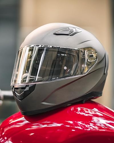 Miniatura 7 de ILM Casco integral para motocicleta y moto de nieve con película antiempañante Pinlock doble visera casco para cuatrimoto Motocross para hombres