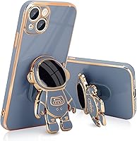 Vista 24 de Funda compatible con iPhone 13, diseño de soporte de astronauta en 3D, protección de cámara, a prueba de golpes, suave cubierta trasera para Apple