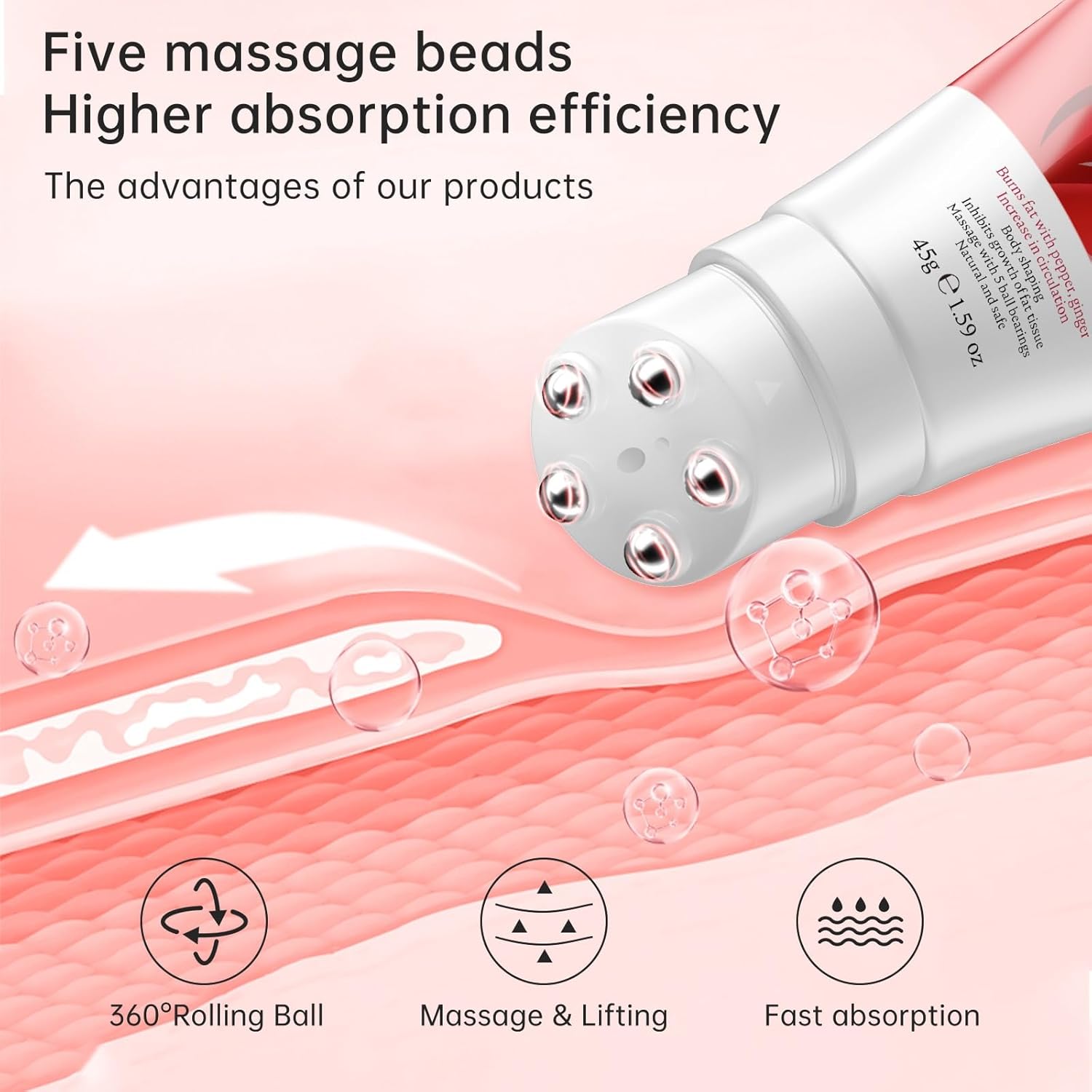 Magnetic Therapy Ginseng Warm Sculpting Roller, Stimulate Energy Production In The Body. Increases The Body’S Utilization Of Fat, Helping To Improve Body Fat Levels And Body Contour. ( Color : 6Count