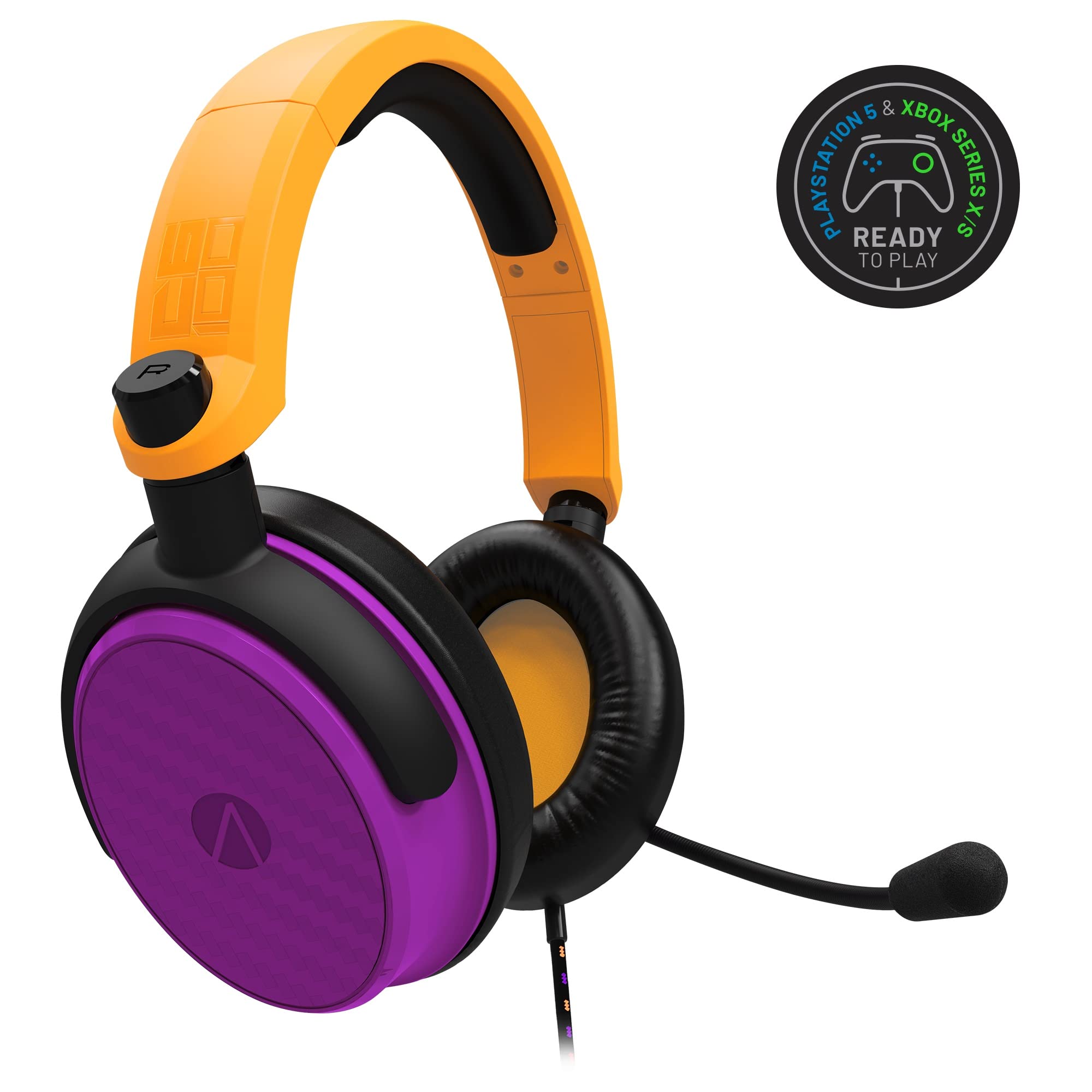 STEALTH C6-100 Neon Orange & Lila Over Ear Gaming Headset PS4/PS5, Xbox, Switch, PC mit flexiblem Mikrofon, 3.5mm Klinkenstecker, 1.5m Kabel, leicht, Komfortabel